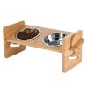 Bamboo Double Dog Raised Bowls 15Â° Tilt Elevated Dog Bowls with 4 Adjustable Heights 2 Stainless Steel Bowls Pet Feeder for Dogs Cats Rabbits
