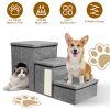 3 Step Pet Stair 4-IN-1 Foldable Dog Ramp Non-Slip Cat Storage Ladder with Scratcher Storage and Pet House for Old Pet Small/Medium Dog/Cat 165LBS Max