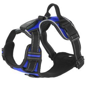 Light Up Dog Harness Rechargeable LED Dog Harness No Pull Lighted Dog Vest with Handle for Small/Medium/Large Dogs (Option: DarkBlue_XL)