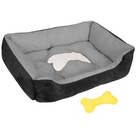 Pet Dog Bed Soft Warm Fleece Puppy Cat Bed Dog Cozy Nest Sofa Bed Cushion Mat For S/M Dog (Option: Black_S)