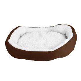 Pet Dog Bed Soft Warm Fleece Puppy Cat Bed Dog Cozy Nest Sofa Bed Cushion For S/M Dog (Option: Brown)