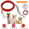 29.5FT Dog Tie Out Cable Long Dog Leash Chew Proof Lead Dog Chain with Durable Spring 360Â° Rotatable Clips PVC Case for Outside Yard Caming