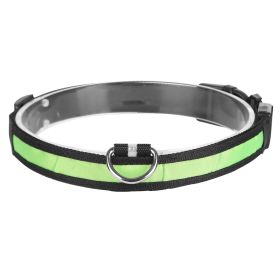 LED Dog Collar USB Rechargeable Adjustable Dog Safety Collar Night Safety Flashing Luminous Light up Collar (Option: M_Green)
