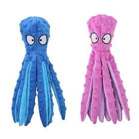 2Pcs Squeaky Dog Toys No Stuffing Crinkle Plush Octopus Dog Teething Toy Interactive Dog Toy Dog Training Toy For Puppy Small Medium Large Dog (Option: Blue_Pink)