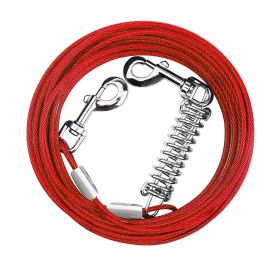 29.5FT Dog Tie Out Cable Long Dog Leash Chew Proof Lead Dog Chain with Durable Spring 360Â° Rotatable Clips PVC Case for Outside Yard Caming (Option: Red_9M)