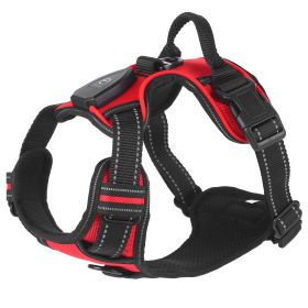 Light Up Dog Harness Rechargeable LED Dog Harness No Pull Lighted Dog Vest with Handle for Small/Medium/Large Dogs (Option: Red_XL)