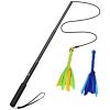 Extendable Dog Flirt Pole with Lure 10.23-26.77in Teaser Wand with 2 Replaceable Interactive Tail Toys For Small Medium Large Dogs Training Exercise T