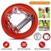 49.2FT Dog Tie Out Cable Long Dog Leash Chew Proof Lead Dog Chain with Durable Spring 360Â° Rotatable Clips PVC Case for Outside Yard Caming