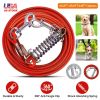 29.5FT Dog Tie Out Cable Long Dog Leash Chew Proof Lead Dog Chain with Durable Spring 360Â° Rotatable Clips PVC Case for Outside Yard Caming