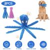 2Pcs Squeaky Dog Toys No Stuffing Crinkle Plush Octopus Dog Teething Toy Interactive Dog Toy Dog Training Toy For Puppy Small Medium Large Dog