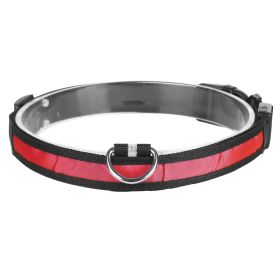LED Dog Collar USB Rechargeable Adjustable Dog Safety Collar Night Safety Flashing Luminous Light up Collar (Option: M_Red)