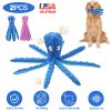 2Pcs Squeaky Dog Toys No Stuffing Crinkle Plush Octopus Dog Teething Toy Interactive Dog Toy Dog Training Toy For Puppy Small Medium Large Dog