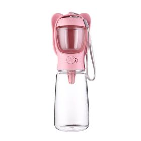 2 In 1 Dog Water Bottle, Leak Proof Portable Pet Water Bottle With Food Container, Outdoor Portable Water Dispenser For Dog, Puppy Supply For Walking (Color: Pink, size: 550ml)