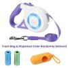 16FT Retractable Dog Leash Extendable Pet Leash Dog Walking Leash with Flashlight RGB Light 2 Rolls of Waste Bags Dispenser Fit for 66-110lbs